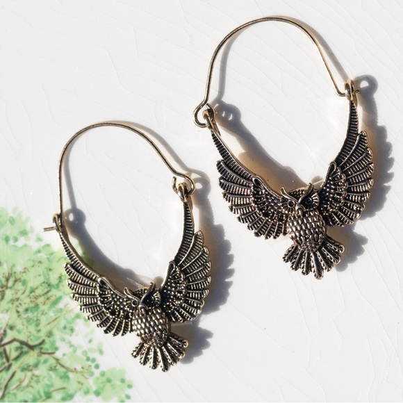 ✨Free People Noctua Brass Owl Earrings - Picture 6 of 8